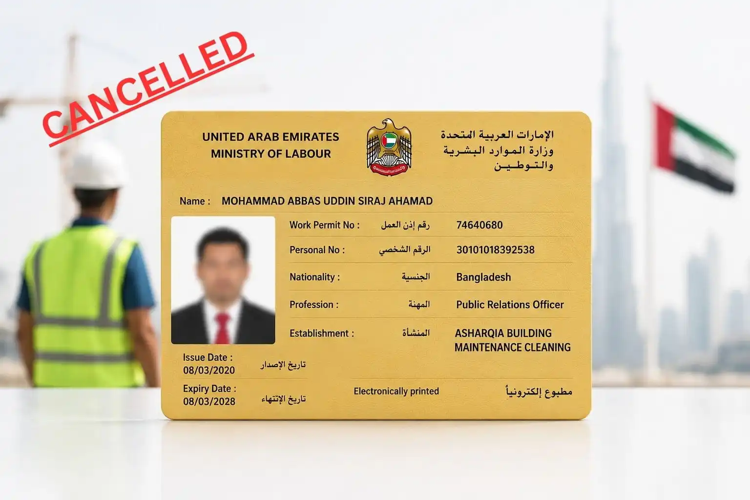 The labor card cancellation process is different.
